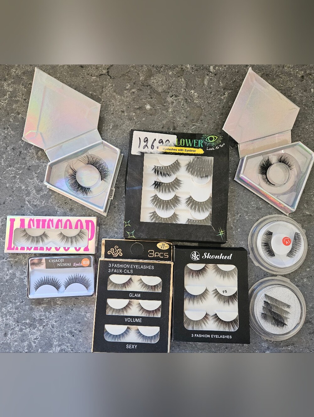 False Eyelash Lot – Magnetic, 3D Faux Mink & Assorted Styles